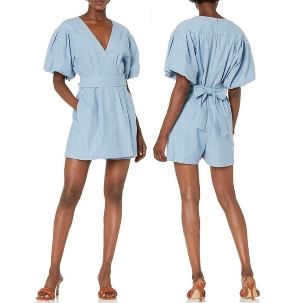 BCBGMAXAZRIA Puff Sleeve Romper Womens‎ Size S